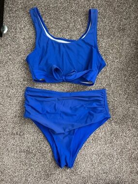 Women’s Royal Blue High-Waist Bikini Set